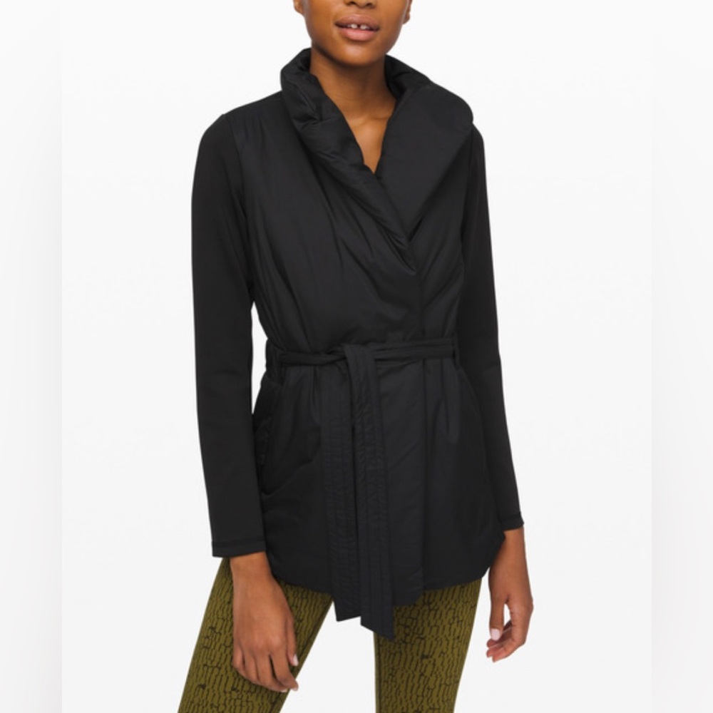 Lululemon Womens Serene Black Polyester Light Wrap‎ Waterproof Jacket Size 8